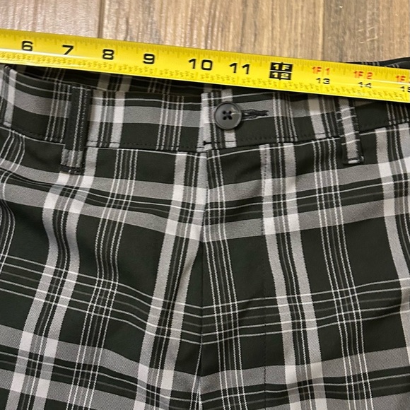 Men's Black Plaid Flat Front Shorts - Picture 2 of 4